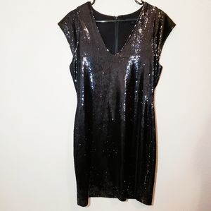 French Connection Full Black Sequin Dress Size 10